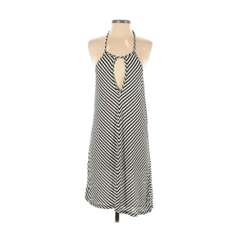 Splendid Multicolor Striped Keyhole Halter Dress